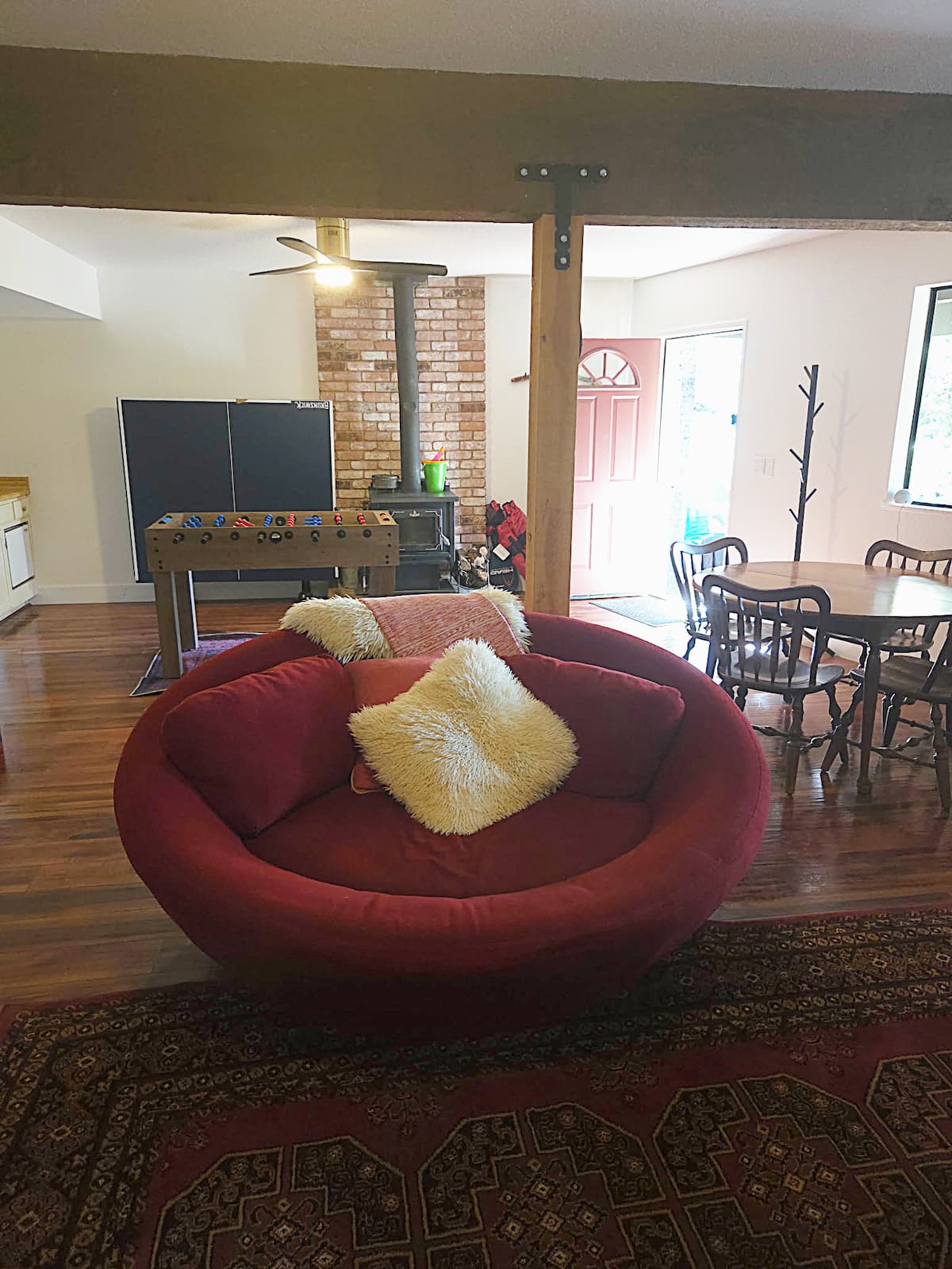 Separate game room lounge and dining nook