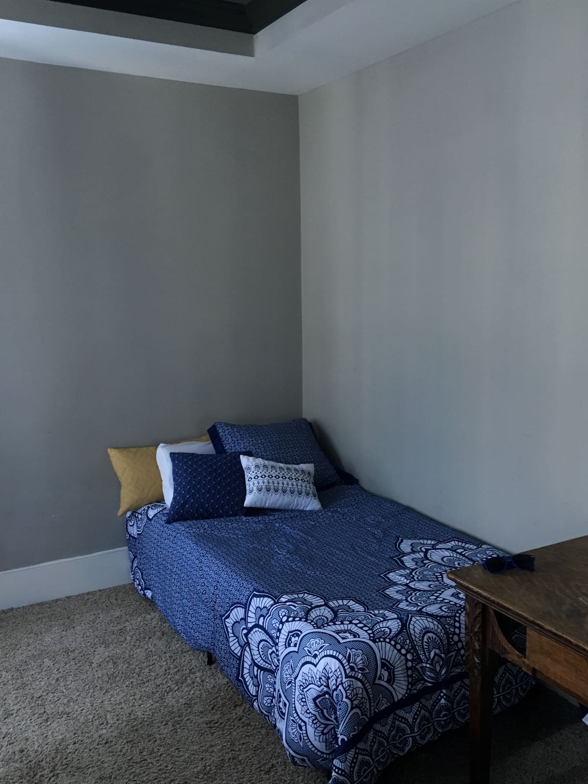 Quiet study sleeping nook with a twin bed