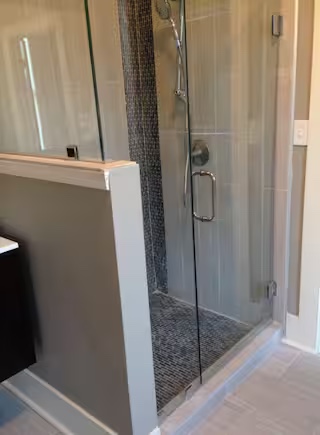 Stone-tiled spa shower